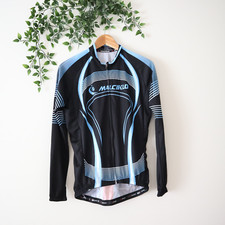 Malciklo Men's Blue & Black Long Sleeve Full Zip Cycling Jersey Size Medium