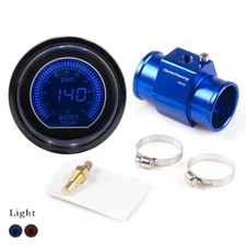 2" 52mm EVO Red&Blue LED Water Temp Gauge Meter w/38mm Joint Pipe Sensor Adapter