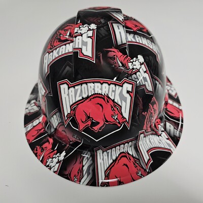 full brim hard hat custom hydro dipped IN ARKANSAS RAZORBACKS FOOTBALL   NEW