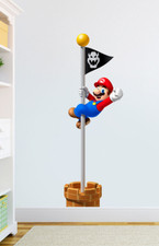 Super Mario Flagpole Wall Stickers Kids Bedroom Wall 