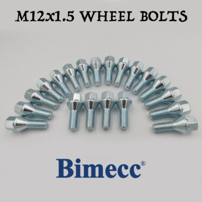 M12x1,5, 26 mm Radschrauben Bimecc (Silber) x 20 für BMW E12 E28 E34 E39 E60 E61