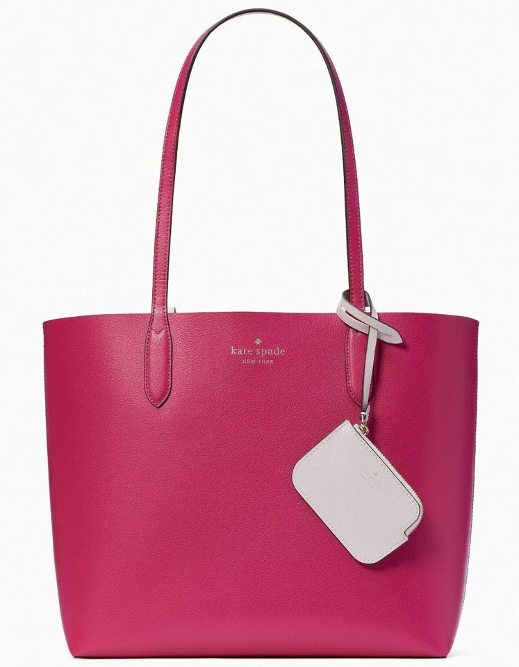 Bolso de Mano Kate Spade Ava Reversible Cuero Rojo Rubí Perla Nuevo con Etiquetas K6052 $359 Y