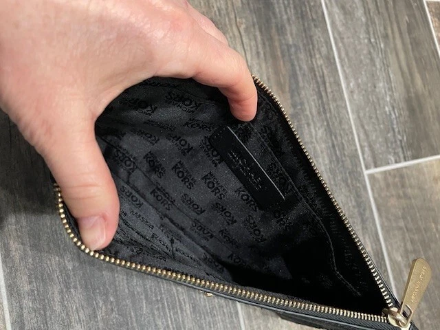 Michael Kors Jet Set Artículo Negro Saffiano Serpiente Cuero + Gamuza Bolso sin asas Muñequera Foto 4 de 4