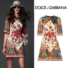RARE Dolce & Gabbana Carretto Siciliano Floral Brocade Print Mini Dress IT40 S