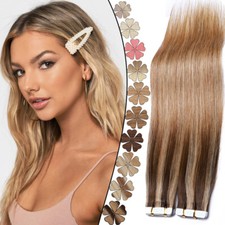 150g Thick Tape In Skin Weft Remy Human Hair Extensions Full Head Balayage Pink