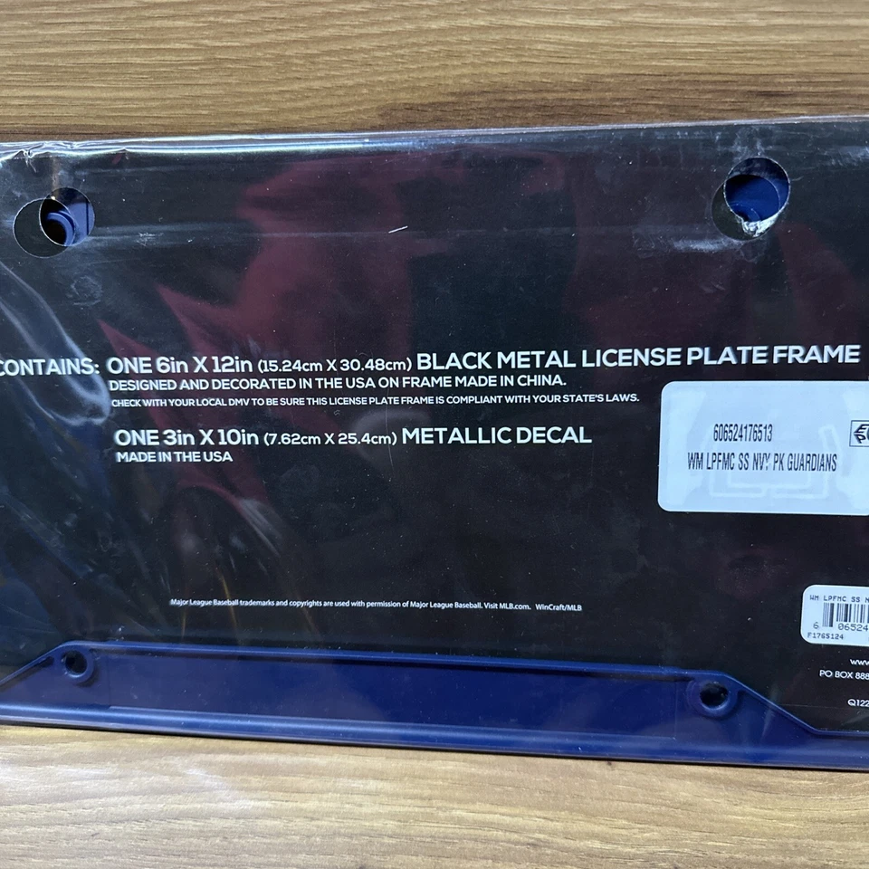 CLEVELAND Guardians Metal License Plate Frame And  One 3”x 10”  Metallic Decal - Image 3 of 4