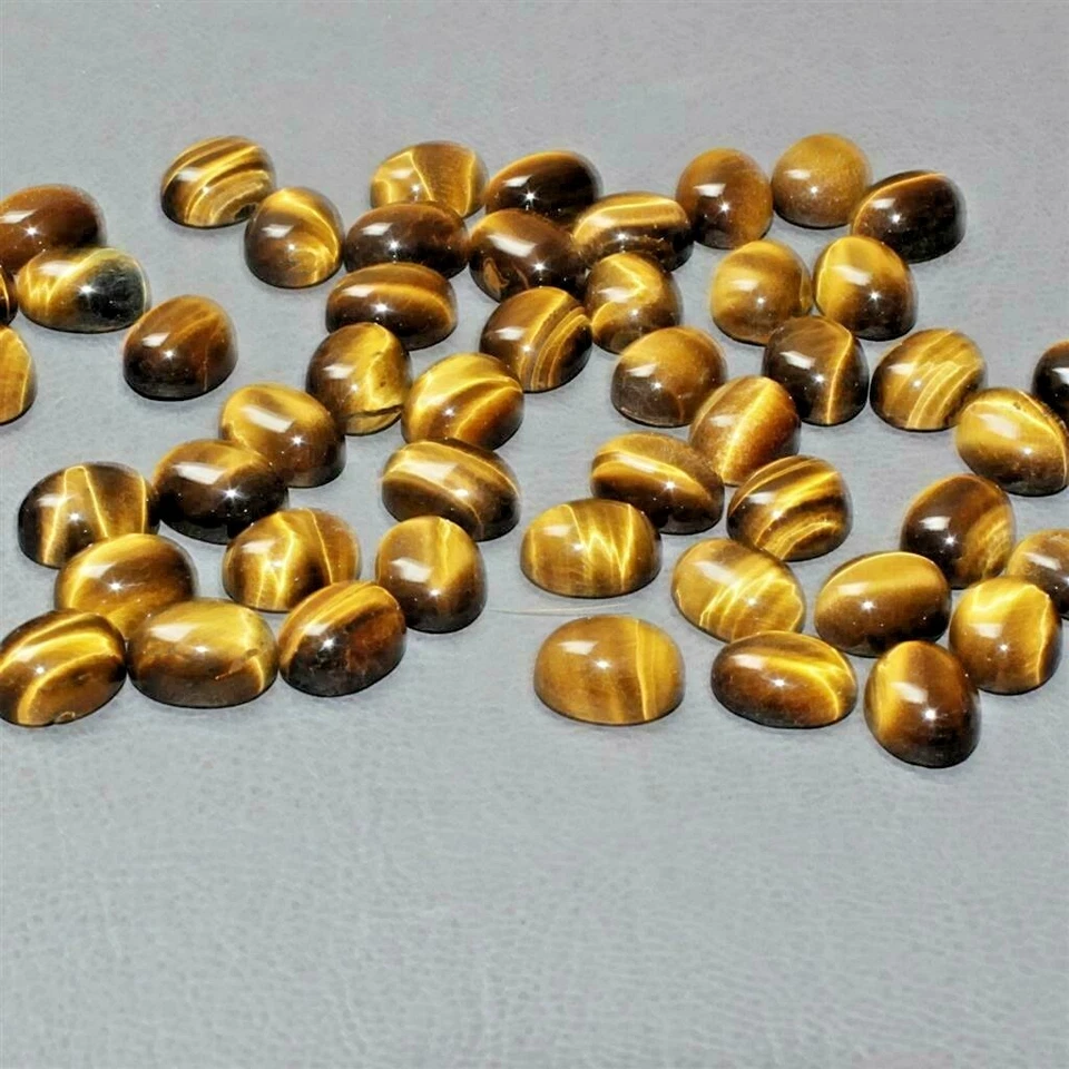 Wholesale Lot 9x7mm Oval Cabochon Natural Tiger's Eye Loose Calibrated Gemstone - Image 3 of 3