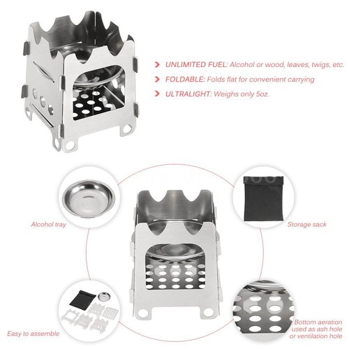 Lixada Outdoor Camping Wood Stove Portable Pocket Alcohol Stove For Hiking - Picture 8 of 12