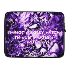 Laptop Sleeve boss, I'm the boss, boss witch, witchy boss, purple