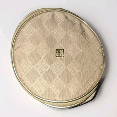 Organza by Givenchy Parfums Gold Train Case Zip Around Bag Toiletry Barrel Bag