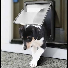 2-Way Lockable Dog Cat Doors Dual Entry ABS Flap Frame For Upto 50MM Door Wall