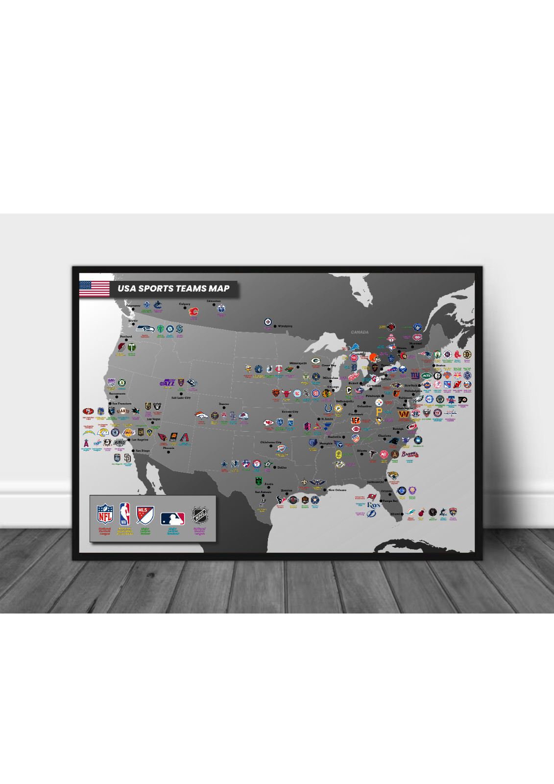 Poster sports américains déco chambre ado et studio carte NBA NFL NHL grand format 50x70cm