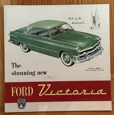 Vintage 1951 Ford Victoria Tri Fold Sales Brochure Pamphlet V8 Vintage 1951 Ford Victoria Tri Fold Sales Brochure Pamphlet V8