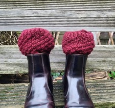 Ladies boot cuffs Ankle warmers Burgundy Red Hand knitted Accessories