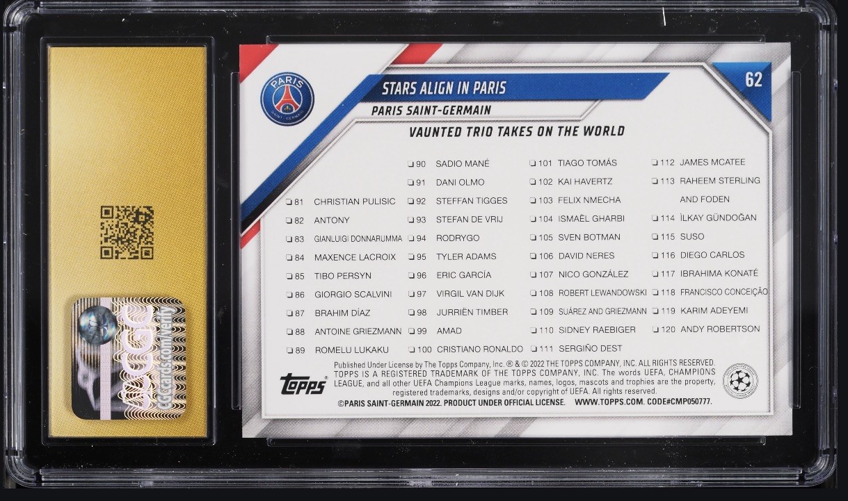 2021-22 Topps UEFA Champions League STARS ALIGN IN PARIS#62 MESSI MBAPPE NEYMAR view 2