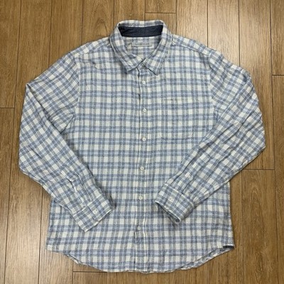 Outerknown Shirt Mens M Blue Plaid Flannel Long Sleeve Casual