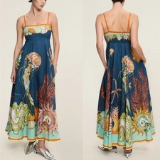 Women's Alemais Floral New Square Neck Halter Mid-length Dress Ladies