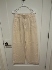 Everlane Women’s The Linen Way Pants Bone Ivory Wide Leg Lightweight Size 4