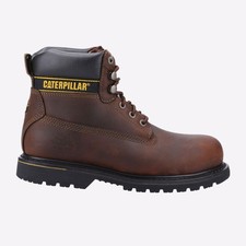 Image of Caterpillar Holton Mens Lace Up Premium Leather Work Safety Boots Brown