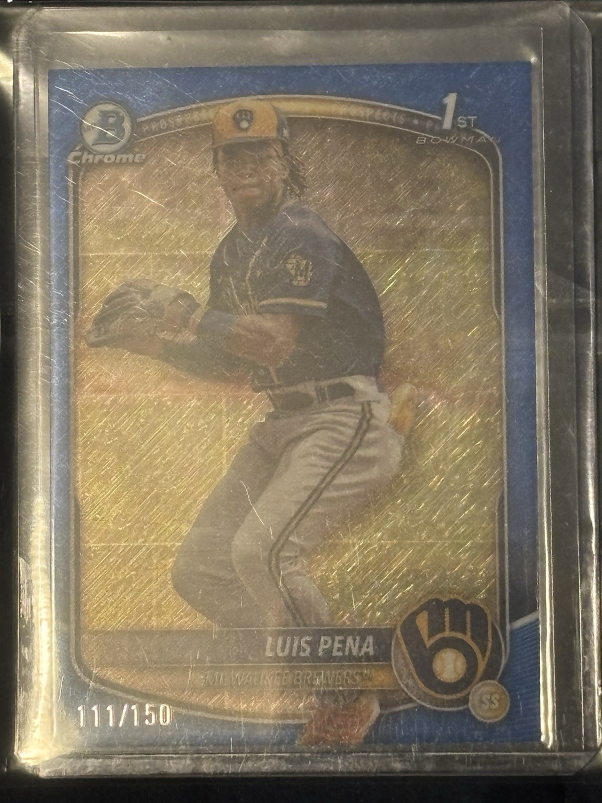 2025 Bowman - Chrome Prospects Luis Pena #BCP-38 Blue Shimmer Refractor /150