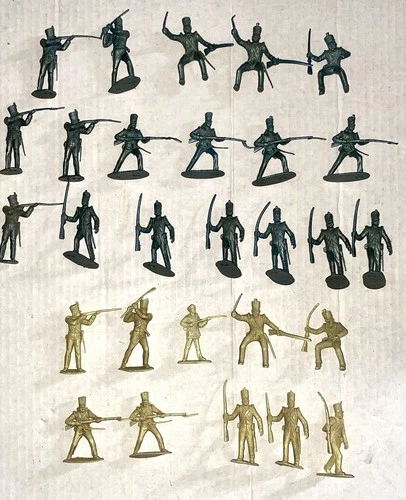 1955 Marx The Alamo Play Set-28 Figures-Metallic Blue & Cream Shako Hat & Davy