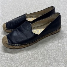 Sam Edelman Kesia Krista Espadrilles Black Soft Leather Loafer Flats Work Casual