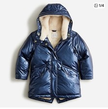 crewcuts Girls Navy Hooded Puffer Jacket Long Sleeve Winter Size L w primaloft