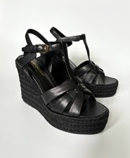Saint Laurent Tribute Black Wedge Espadrille ...