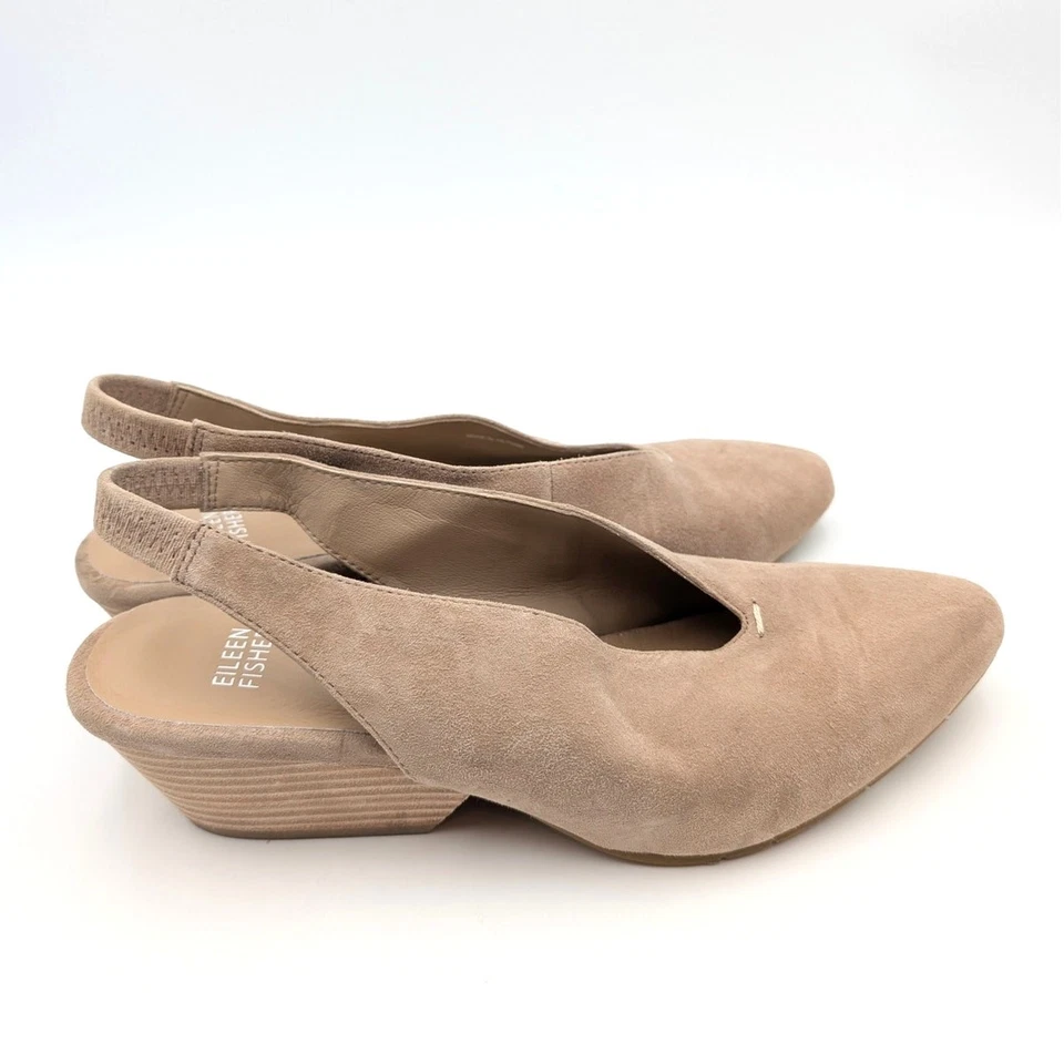 Eileen Fisher Hena 露跟粗跟高跟鞋女式地球尺寸 US10 EU41 — 第 3/4 张图片