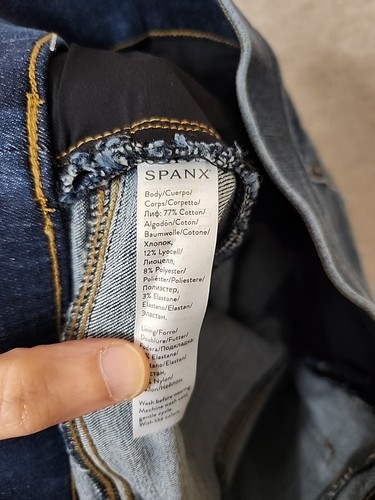 Spanx Distressed Skinny Ankle Jeans Womens S Blue Pull On Raw Hem Slimming NEW - Picture 11 of 12