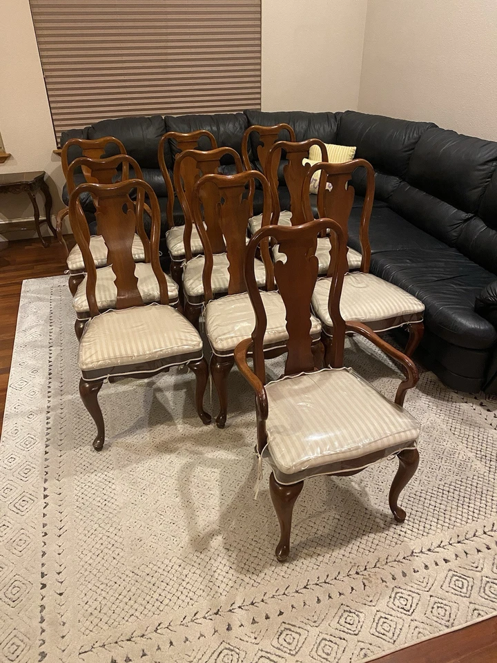Vintage Dining Chairs SET Of 2 Queen Anne Style Dark Cherry Furniture EX Cond - Image 3 of 4