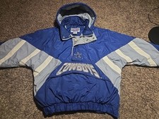 Vintage 90s Dallas Cowboys Pro Line NFL Starter Puffer 1/2 Zip Jacket Hooded LRG