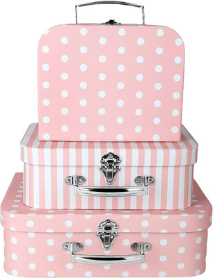Paperboard Suitcases Set of 3 Decorative Storage Boxes with Lids,Mini Suitcase,C