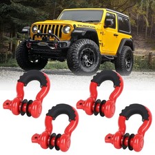 4 Pack Red D-ring Shackles 34 With 78 Pin Heavy Duty Towing Accessories