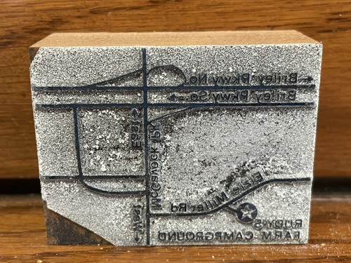Vintage Letterpress Printing Wood Block Rudy's Farm Campground Nashville, TN