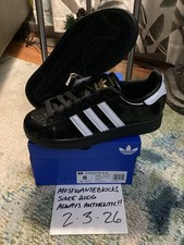 DS 2025 Adidas Superstar II Bajo Negro Charol y Blanco Mujer’s Talla 8