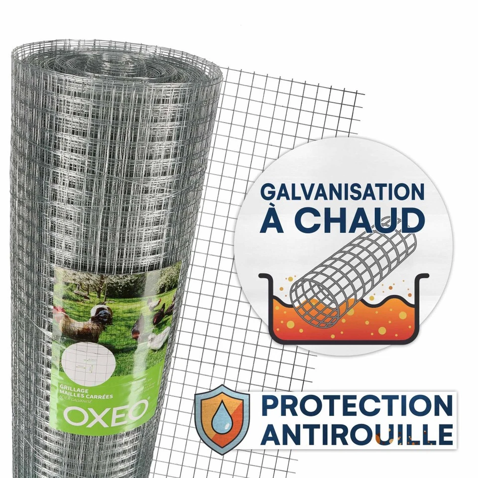 Grillage à poule 30m Haut 1m - Acier galvanisé à chaud – Maille 16x16mm - Filet - Photo 3/4