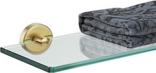 JQK Bathroom Glass Shelf Gold, Tempered Shower 12 Inch 1 Pack , Gold
