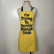 Vintage 70s/80s Now Designs Yellow Novelty Mid Life Crisis Funny Apron