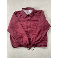 90s USA Made Athletic Works Mens Extra Large Coaches Jacket Burgundy Windbreaker