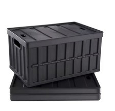 Set of 3 65L Collapsible Storage Bin Folding Stackable Crates - Lids Garage Home