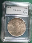 1922 Silver Peace Dollar MS-64 ICG