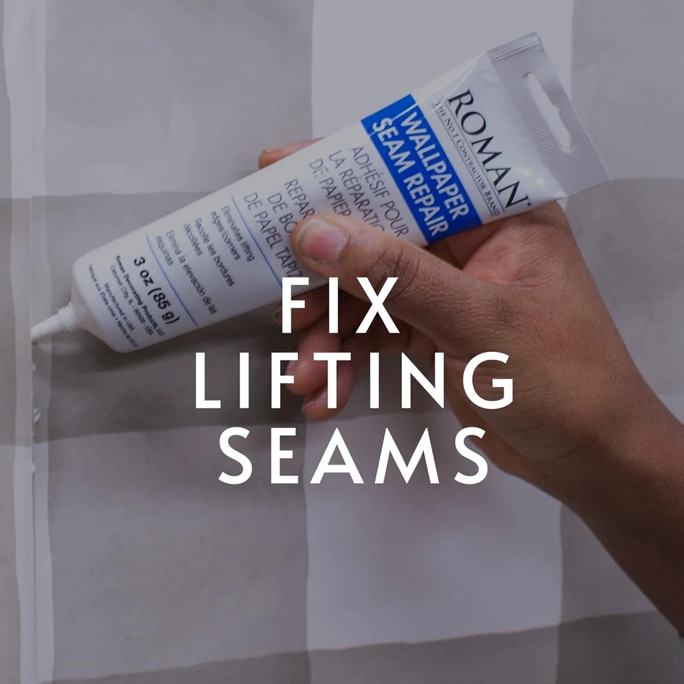 Pegamento adhesivo para reparación de costuras de papel tapiz romano de 3 oz para bordes y costuras rasgadas Foto 3 de 4