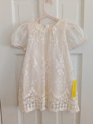 3t lace dress Toddler Princess Dress Size 3t-4t Trendy Sequin Puff Sleeve Flower Girl Dresses Tulle Wedding Party Clothes 6M-5T, Beige, 6 Months