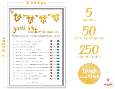 Floral Baby Shower Game Set - 5 Fun Printable Games For 50 Guests, Includes Prediction, Emoji Bingo & Who Knows Mommy - View #5
