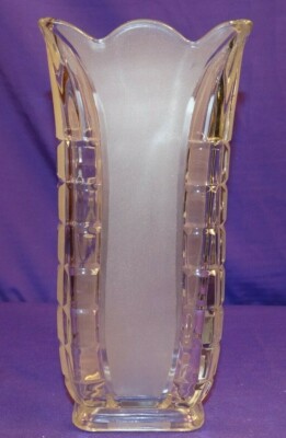 EAPG U.S. GLASS SATIN HIDALGO AKA FROSTED WAFFLE CELERY OR FLOWER VASE 1891+