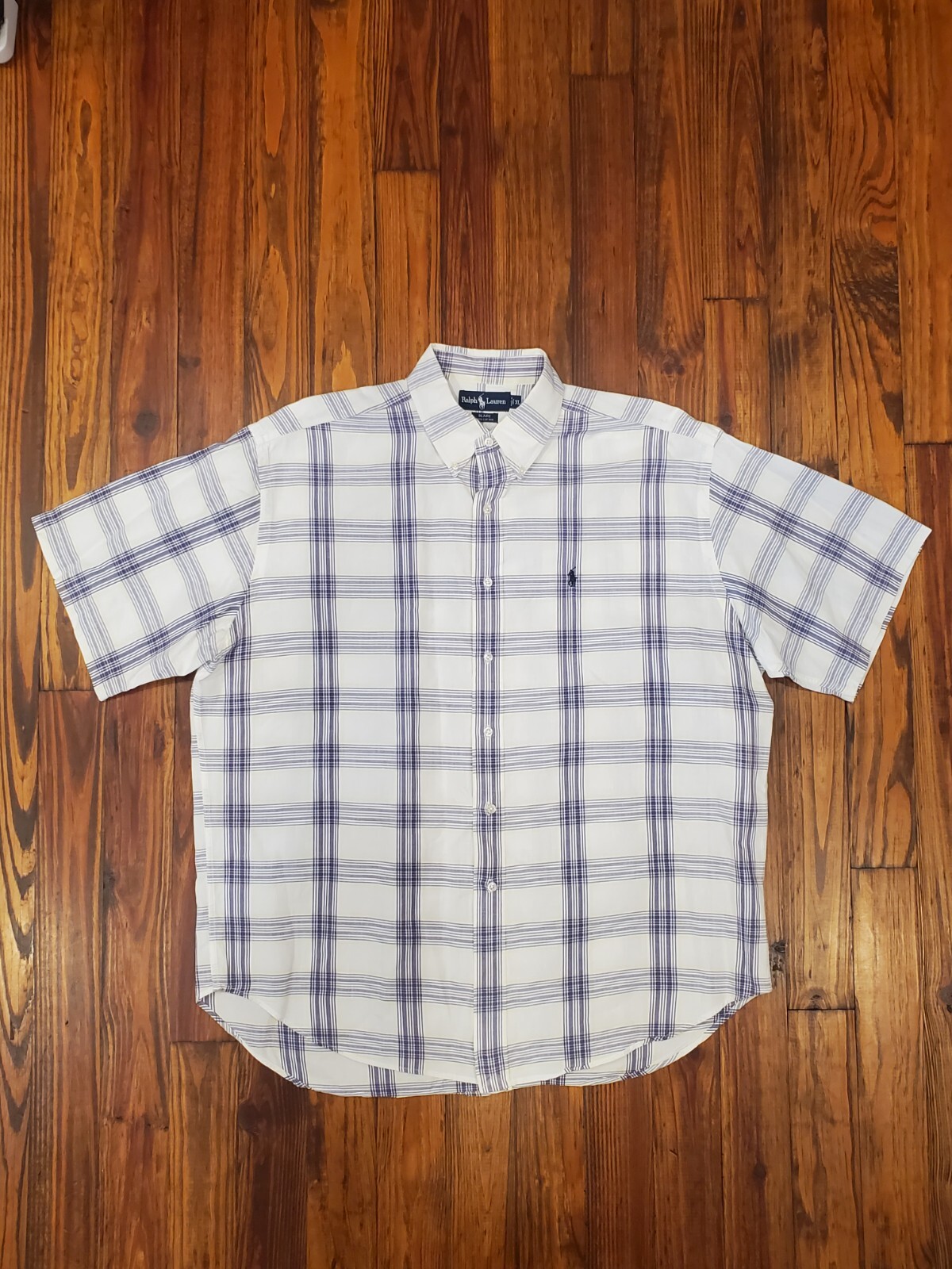 PONY Polo Ralph Lauren camicia uomo XL bianca Blaire a quadri manica corta ampia hip hop