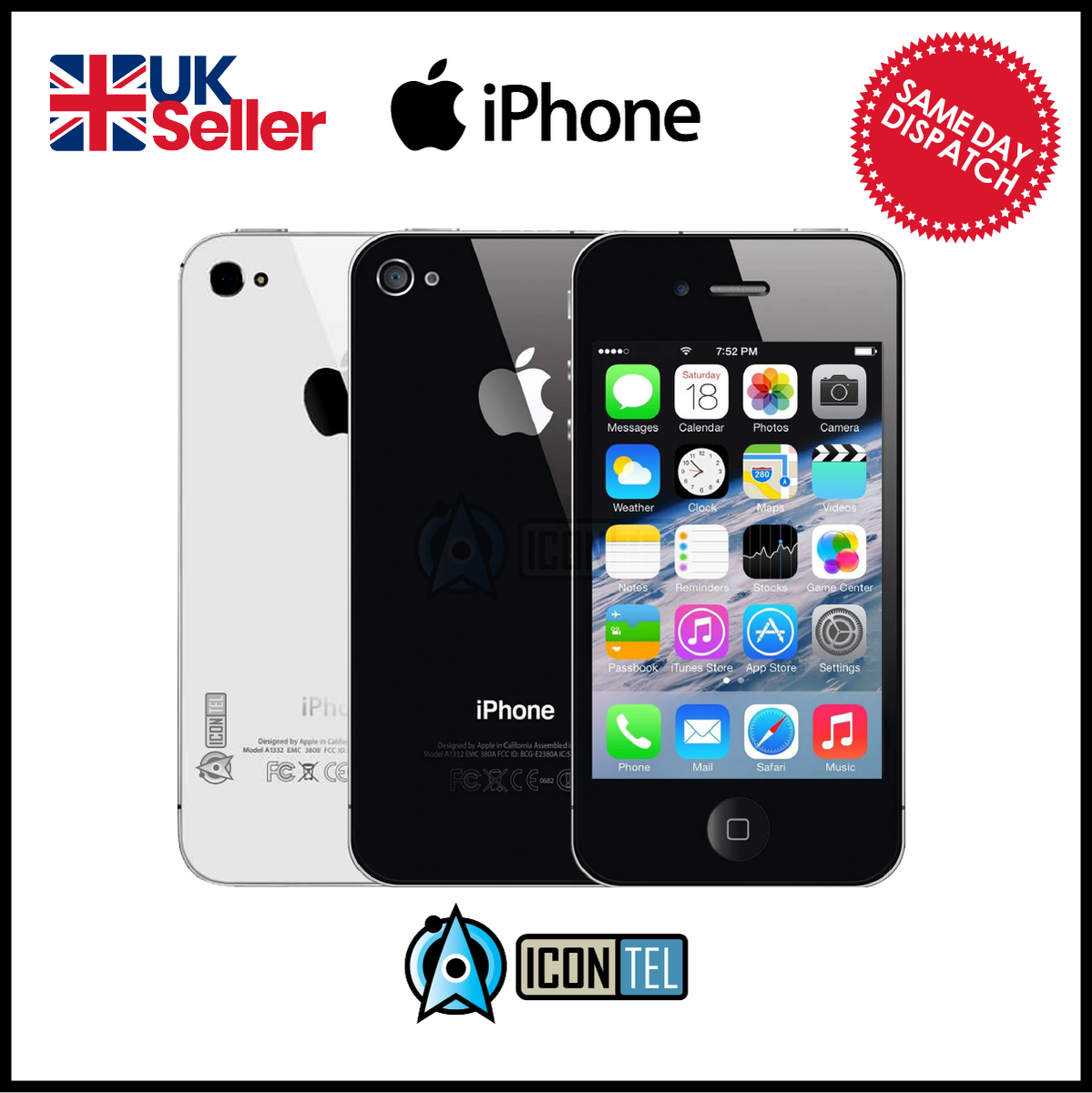 Apple iPhone 4S 16 32 64GB Unlocked Black White Smartphone 12M