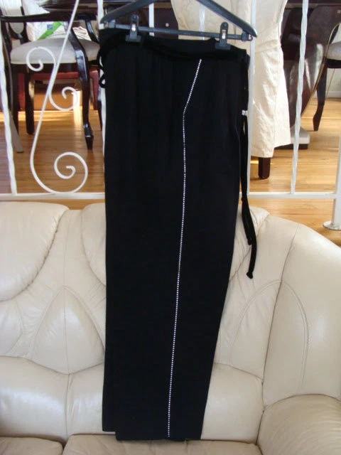 Custom Made Women's Business Jacket And Pants Suit Black w/ Swarovski Crystal - Image 4 of 4
