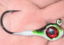 5 Big Eye Diablo Ribbed Jig Heads WHITE GREEN BLACK Trout Redfish  Swimbait Jigs